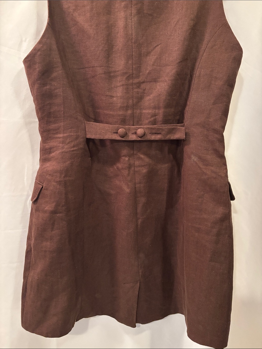 Faithfull Brown Linen Blend Dress with Buttons - size 10 - Picture 10 of 15
